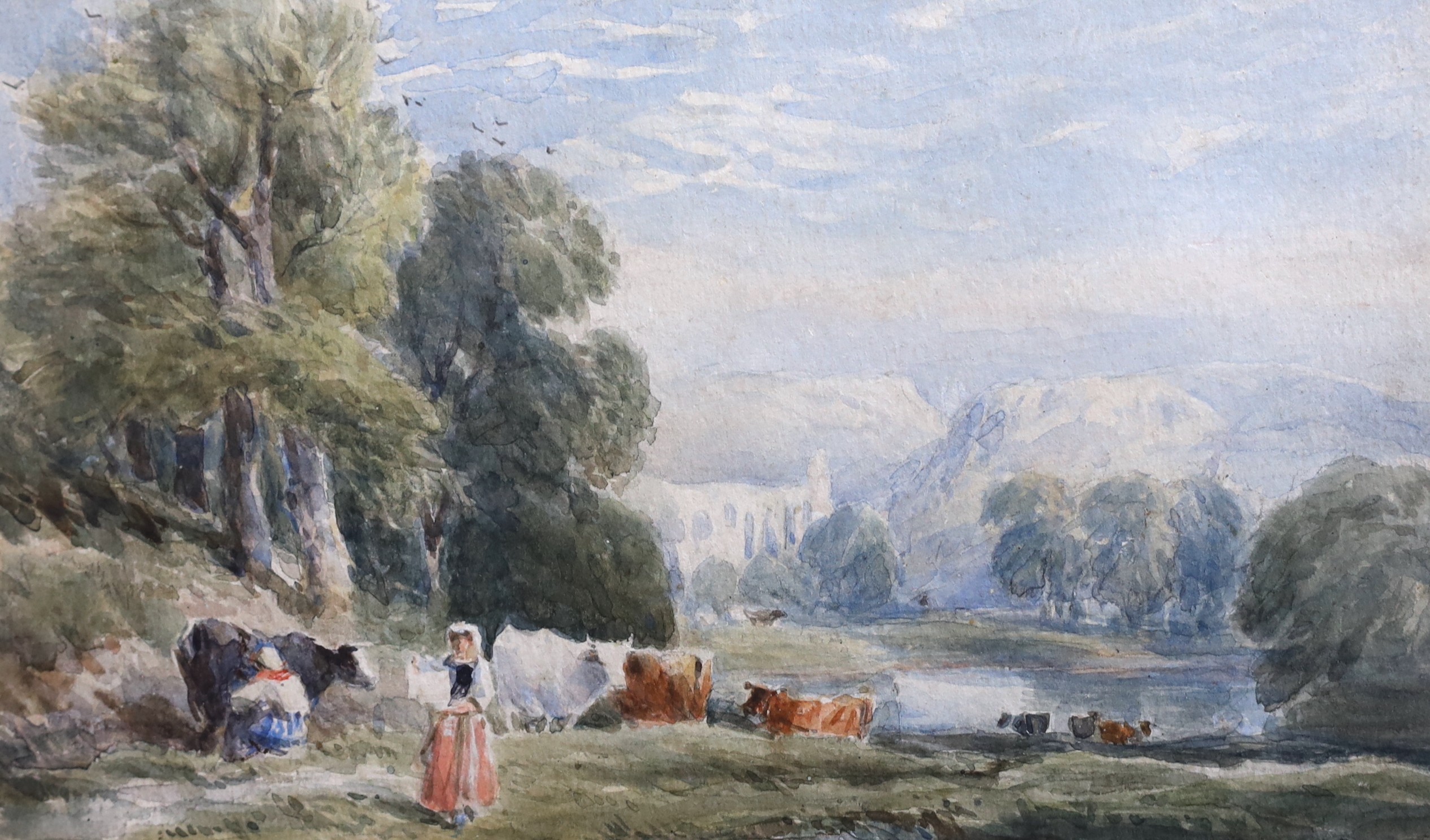 David Cox (1783-1859), Bolton Abbey, watercolour, 13.5 x 23.5cm
